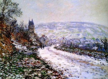  winter Oil Painting - Entering the Village of Vetheuil in Winter Claude Monet